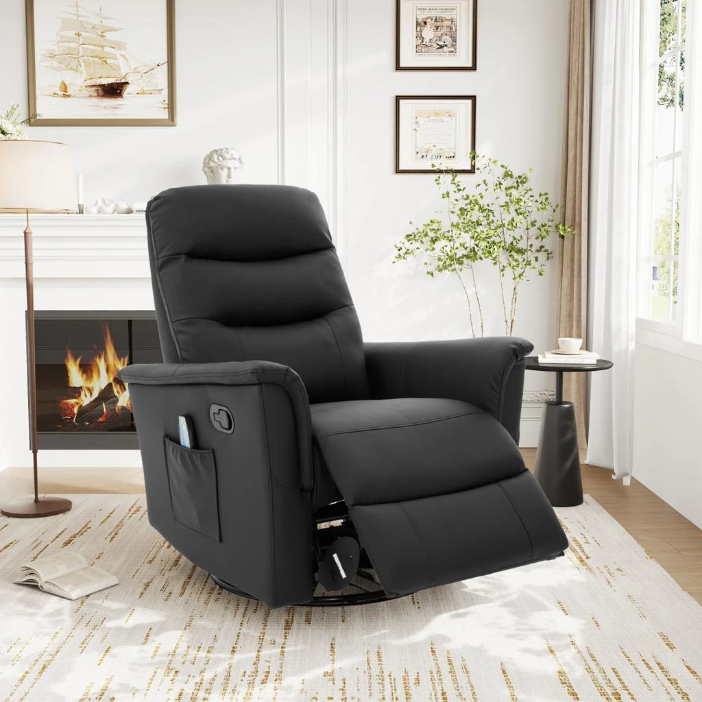 Streamdale Furniture Streamdale Manual Recliner Chair with 8-Point Massage
Adjustable Backrest, Black