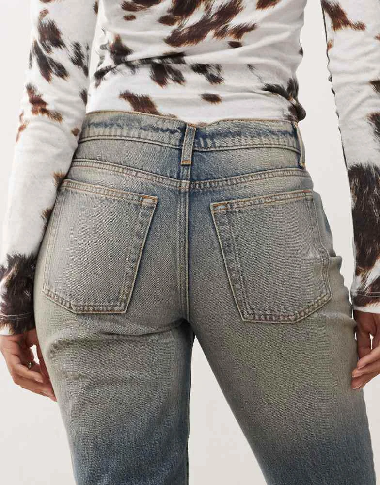COLLUSION COLLUSION low rise straight leg jeans in washed blue - MBLUE 4