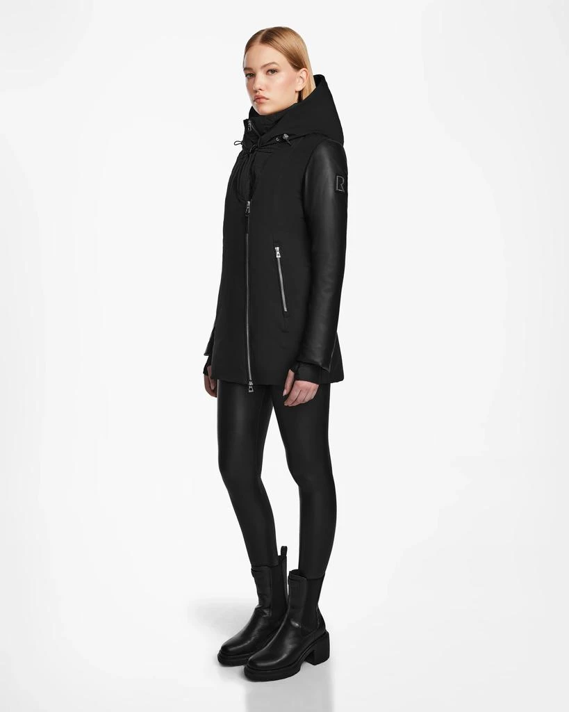 RUDSAK AURORE WOMEN'S FITTED SHORT DOWN PARKA WITH VEGAN LEATHER SLEEVES 6