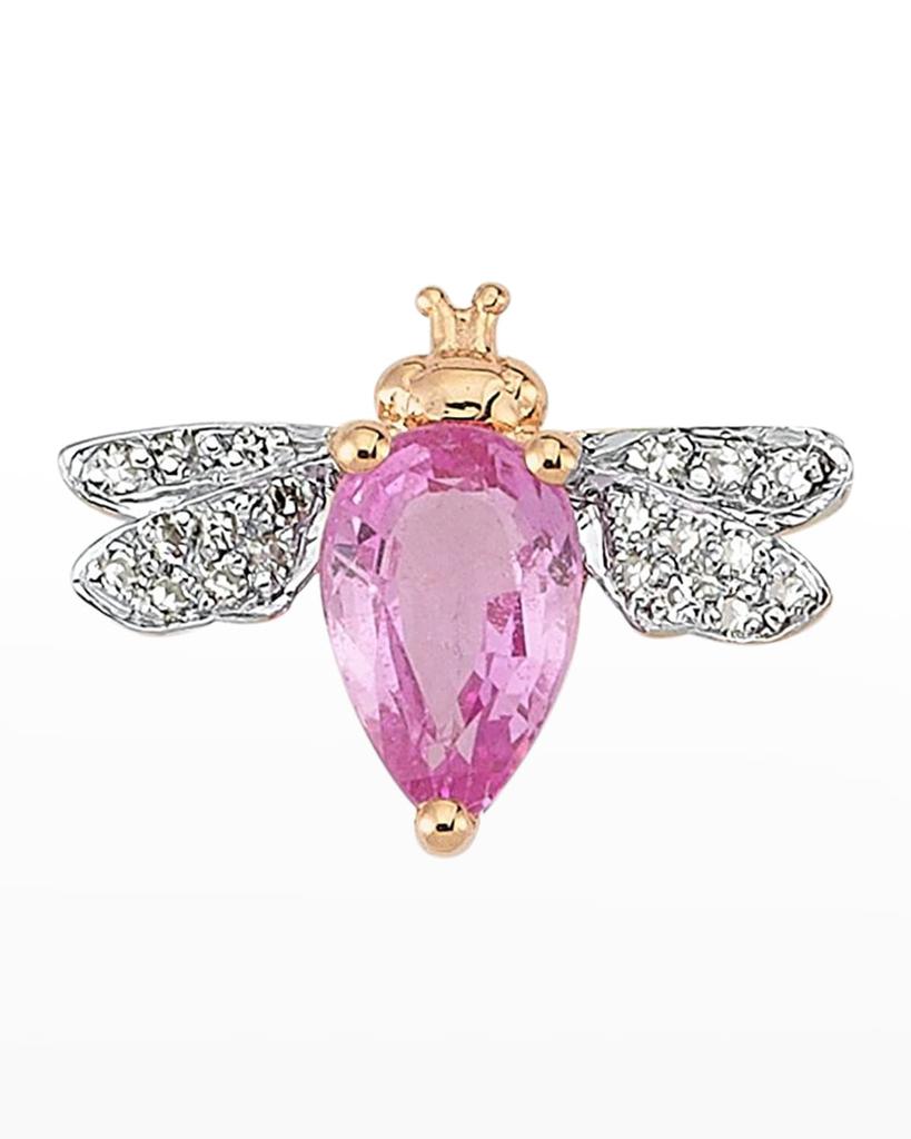 Bee Goddess Diamond and Pink Sapphire Bee Earring, Single