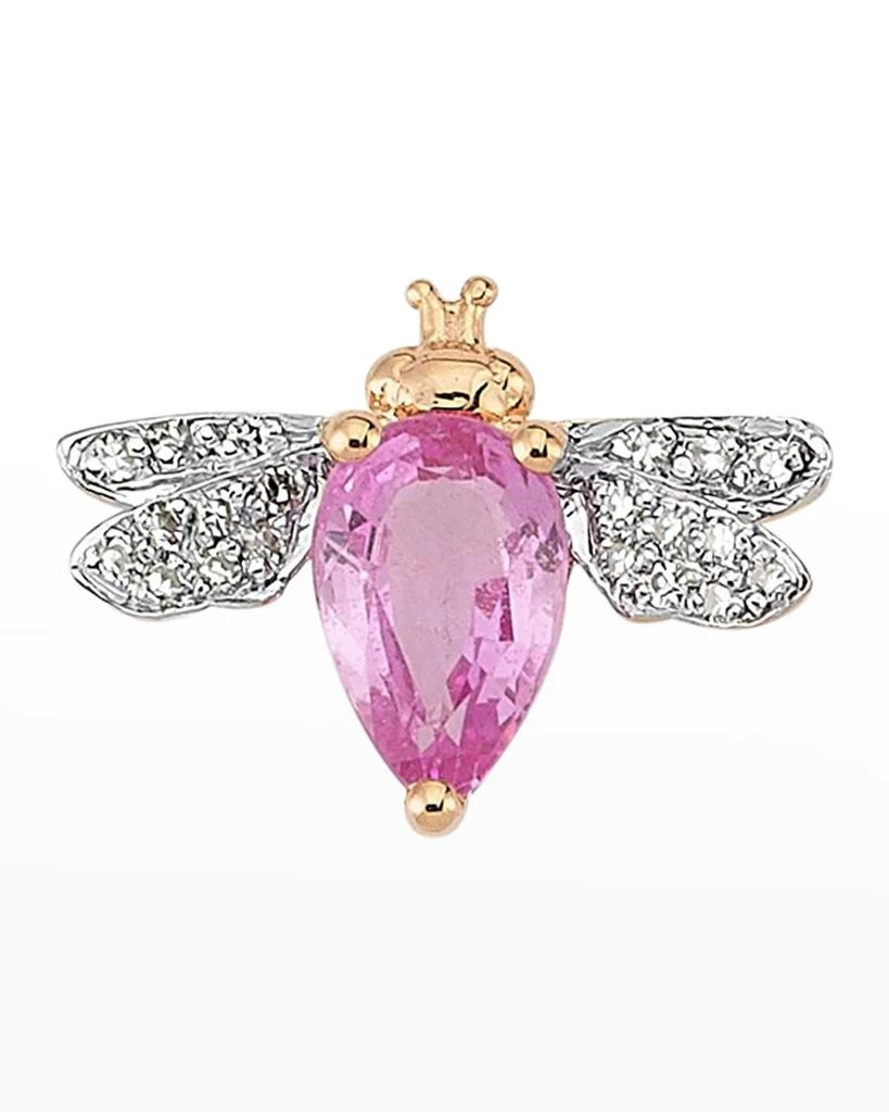 Bee Goddess Diamond and Pink Sapphire Bee Earring, Single 1