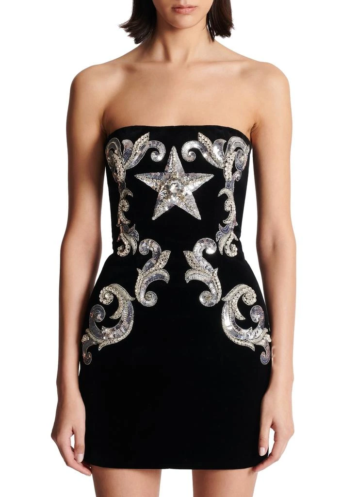 BALMAIN Embroidered Paisley Bustier Dress 2