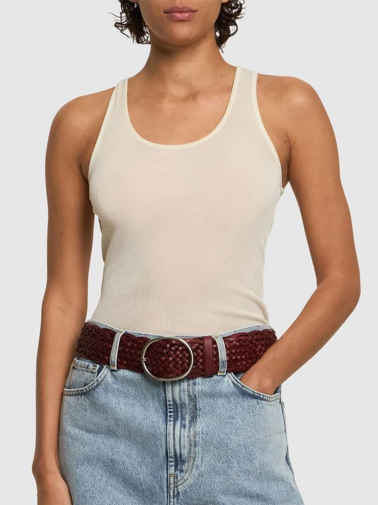 DRAGON DIFFUSION Oval Buckle Woven Leather Belt 1