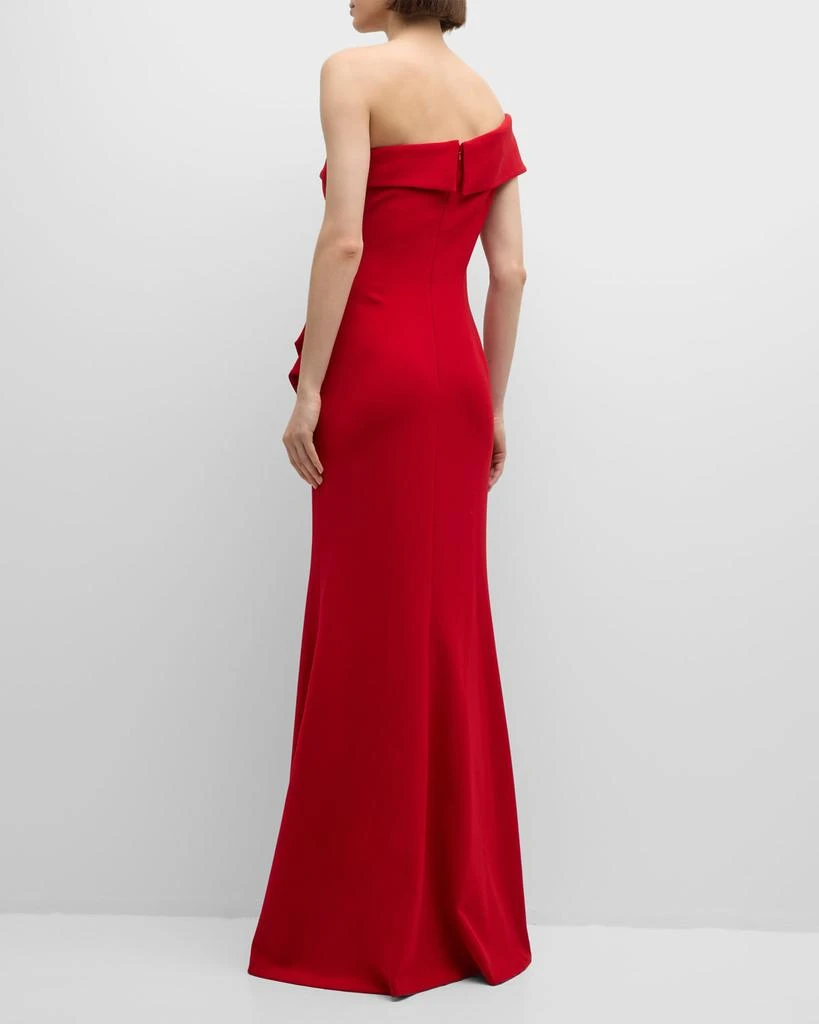 Teri Jon Pleated Off-Shoulder Stretch Crepe Gown 4