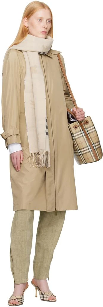 Burberry Beige Single Breasted Silk Trench Coat 4