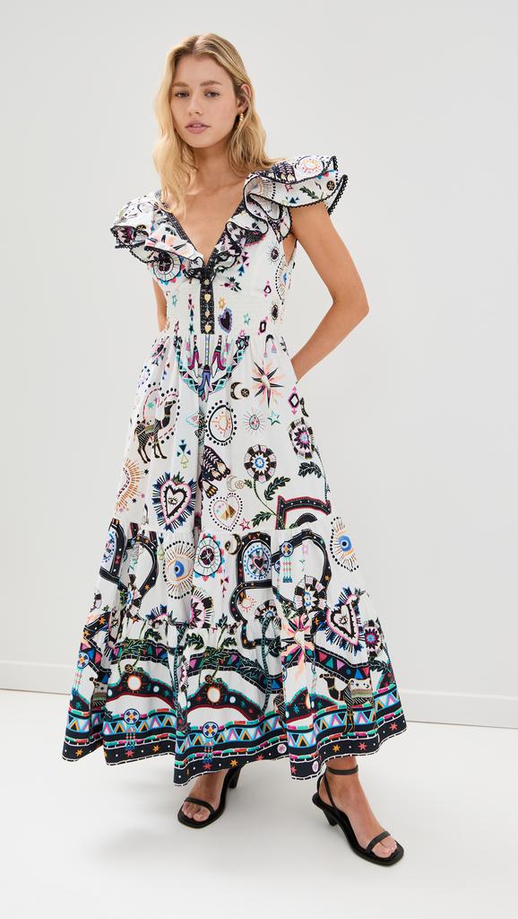 Camilla Tiered Dress With Neck Frill