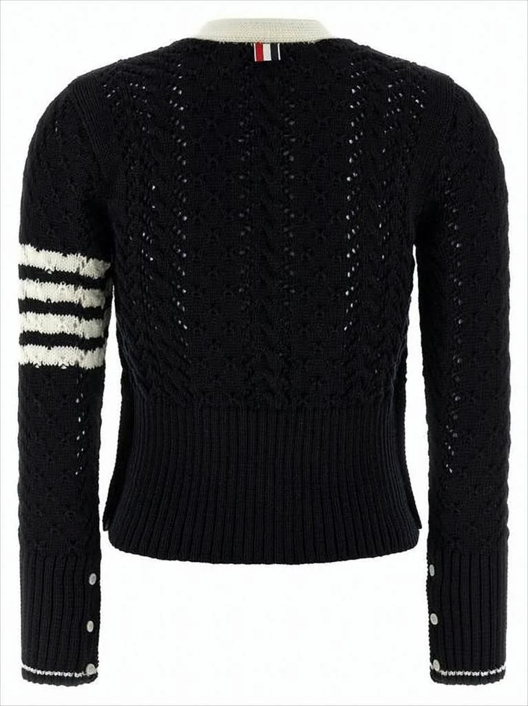 Thom Browne Textured Knit Cropped Cardigan With Contrasting Stripes 2