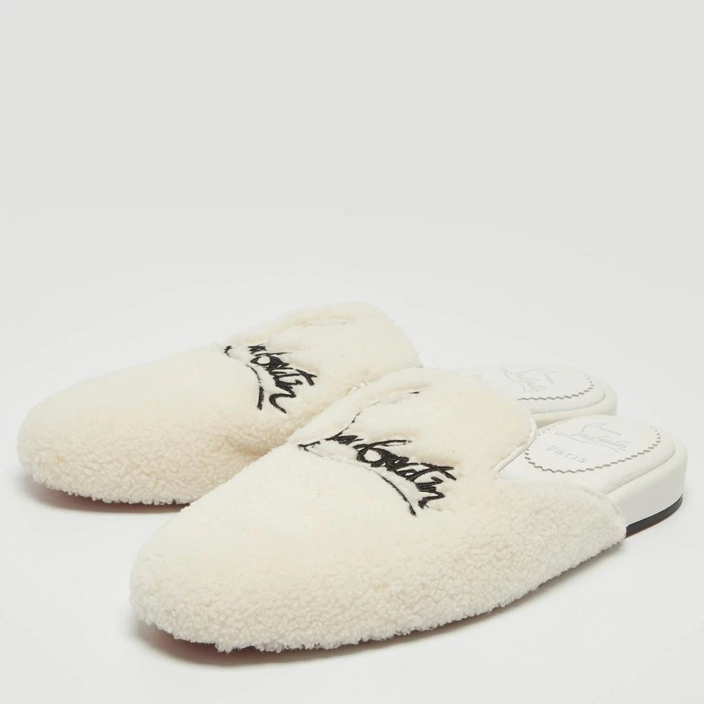 Christian Louboutin Christian Louboutin White Fur Coolito Donna Flat Mules Size 39.5 2