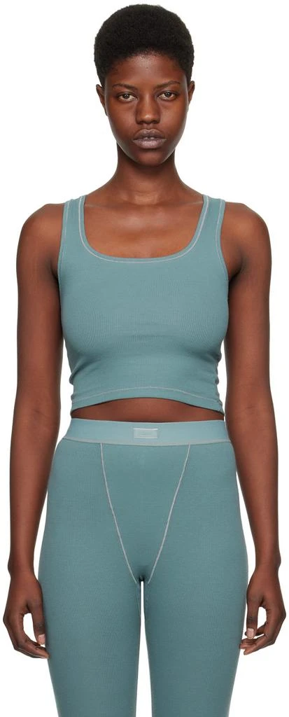 SKIMS Blue Cotton Rib Tank Top 1
