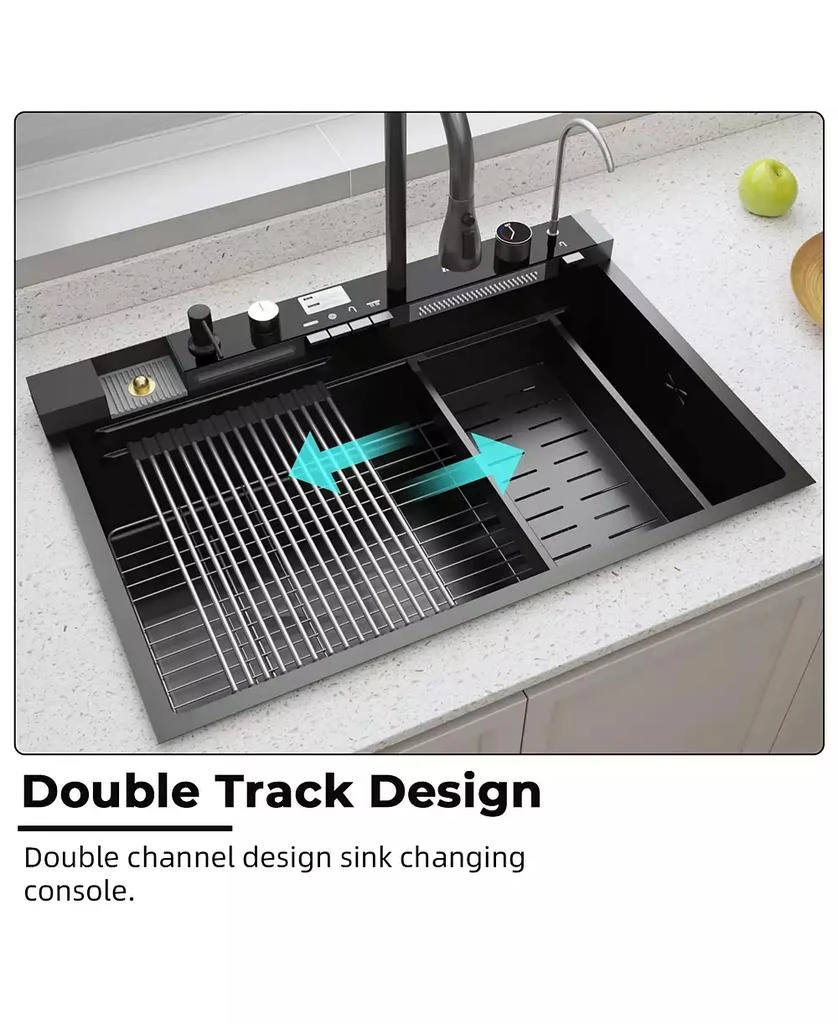 LALAHOO 31.5-Inch Drop-In Single Bowl 304 Stainless Steel Kitchen Sink, Pull-Down Faucet Kitchen Set 7