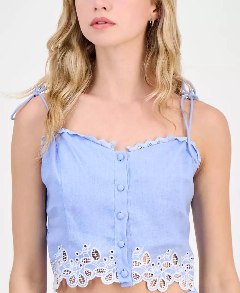 ASTR Women's Kiya Eyelet-Trim Crop Top