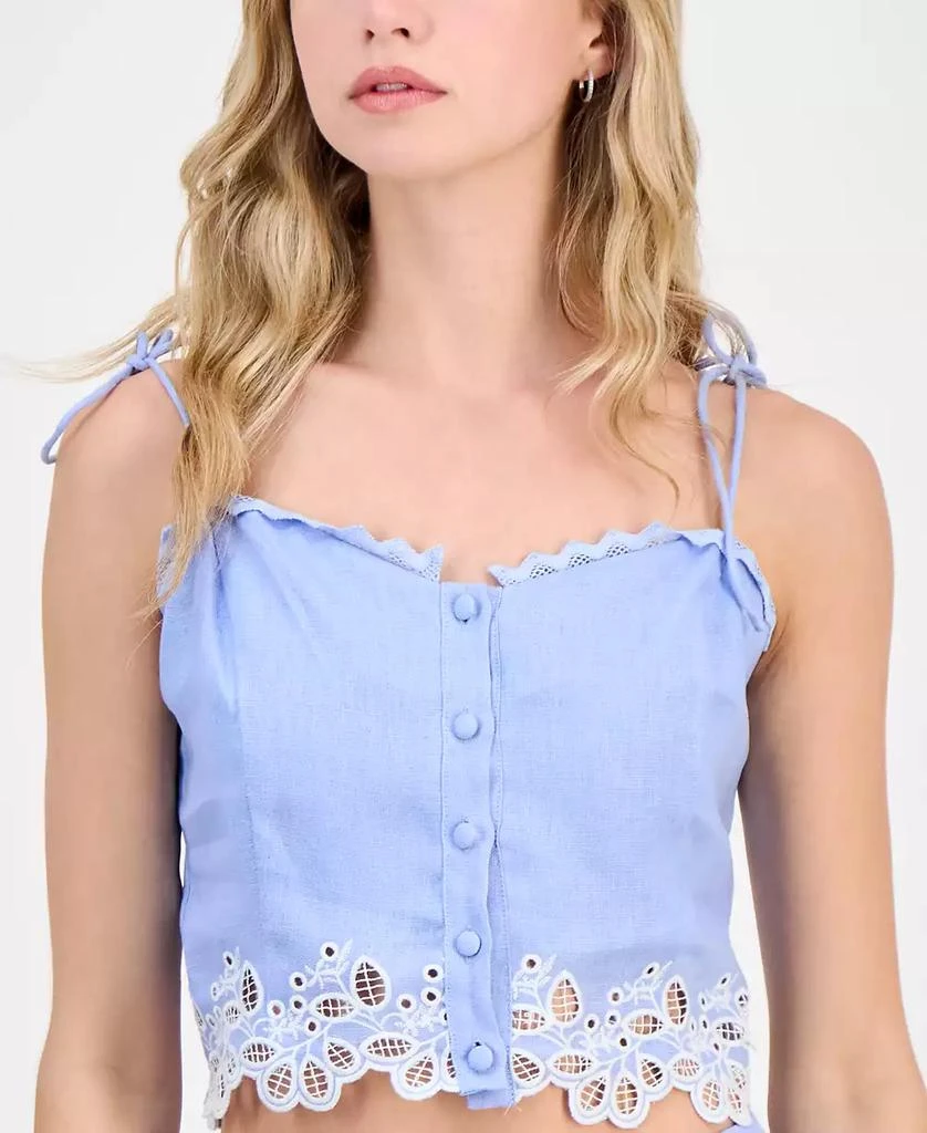ASTR Women's Kiya Eyelet-Trim Crop Top 2