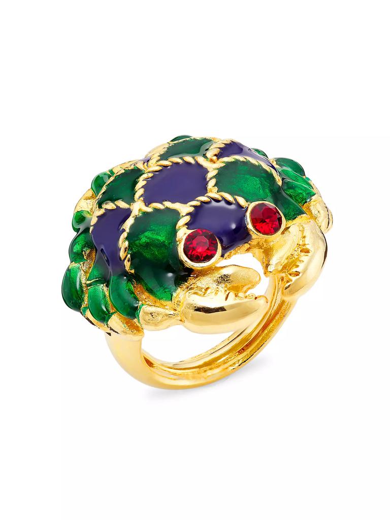 Kenneth Jay Lane 22K Gold-Plated, Enamel & Faux Ruby Crab Ring