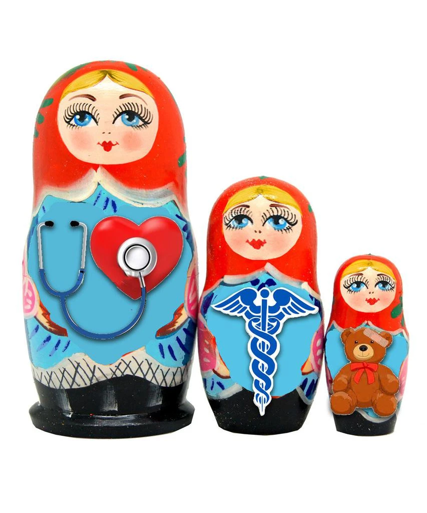 G. Debrekht Designocracy My Favorite Doctor 3-piece Russian Matreshka Nested Doll 1