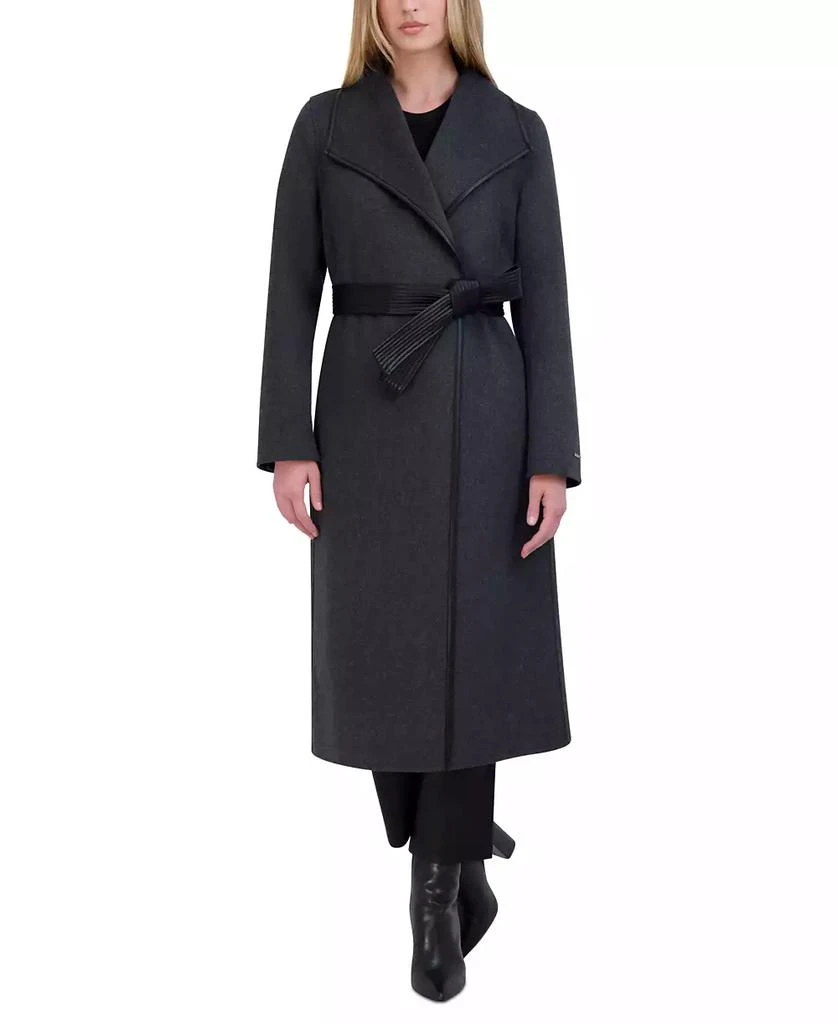 Tahari Womens Wool Blend Belted Wrap Coat 1