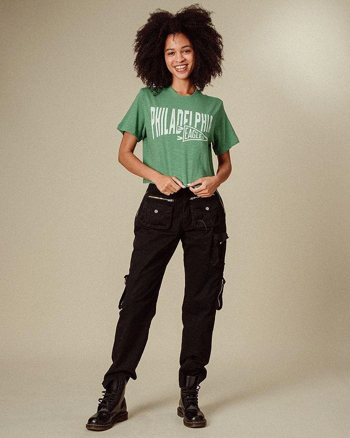 Junk Food Clothing NFL Women's Philadelphia Eagles Dual Threat Mock Neck Crop Tee 2