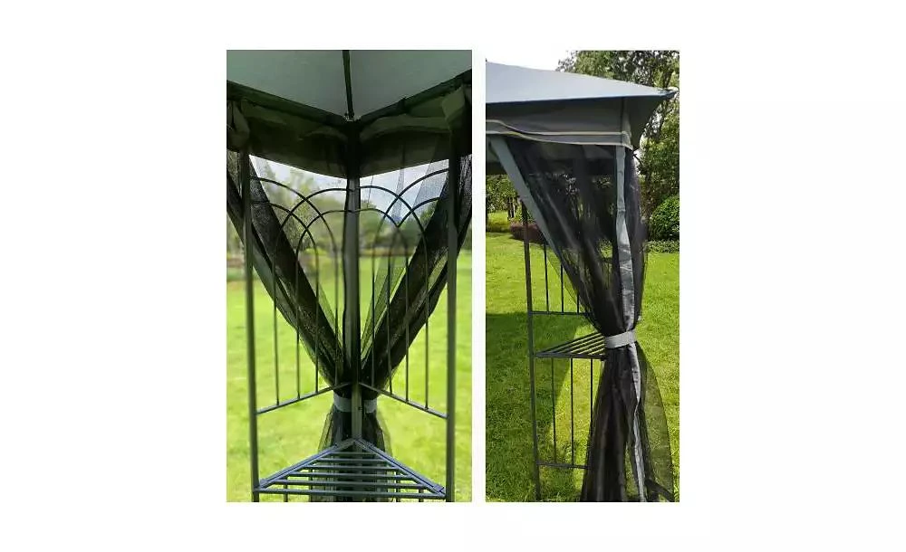 Flynama 13x10ft Outdoor Patio Gazebo Canopy Tent with Ventilated Double Roof and Detachable Mosquito Net Gray 4