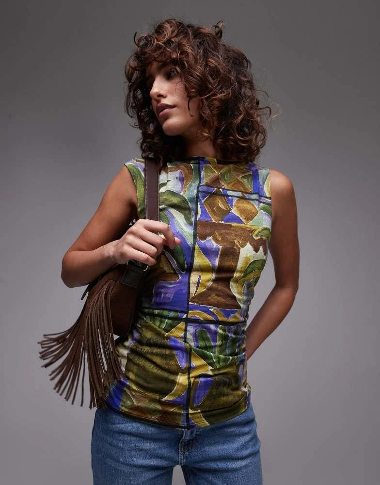 Topshop Topshop abstract print tank top in multi from ASOS