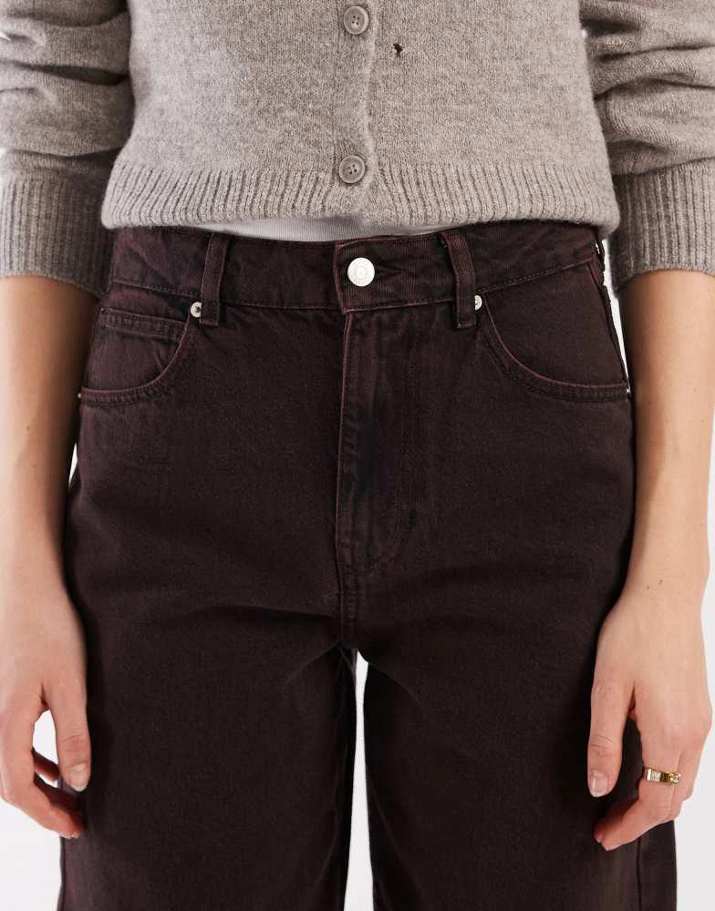 ASOS ASOS DESIGN ankle grazer barrel jeans with cinch waist in burgundy 5