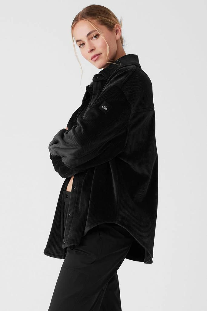 Alo Ribbed Velour Mountain Side Shacket - Black 3