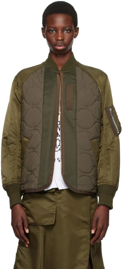 Sacai Khaki Quilted Bomber Jacket 1