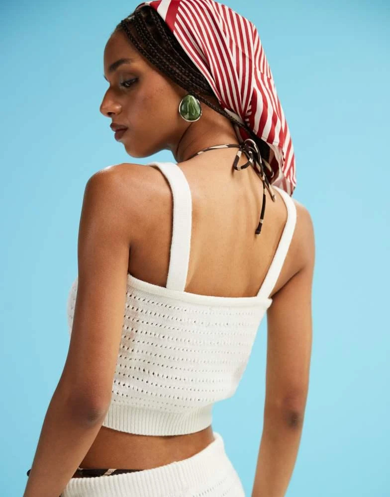 ASOS ASOS DESIGN knitted stitch bralette co-ord in cream 4