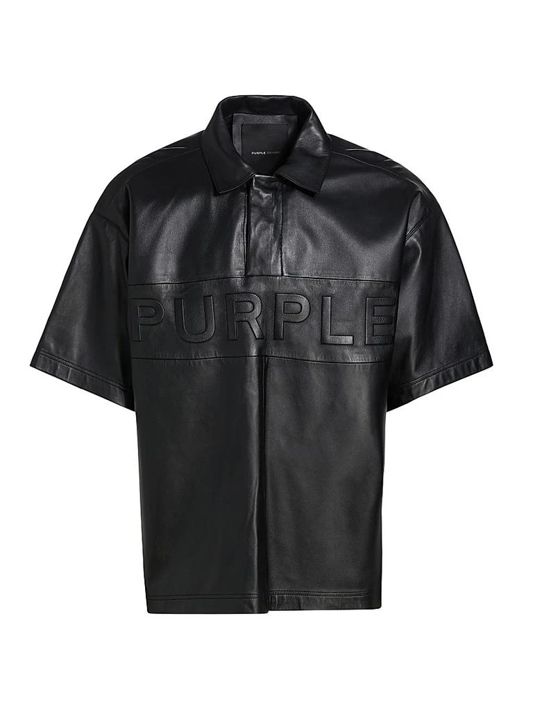 Purple Brand Leather Short-Sleeve Polo Shirt 1