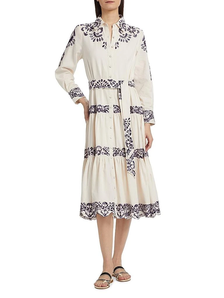 FIGUE Molly Embroidered Cotton Midi-Shirtdress 3