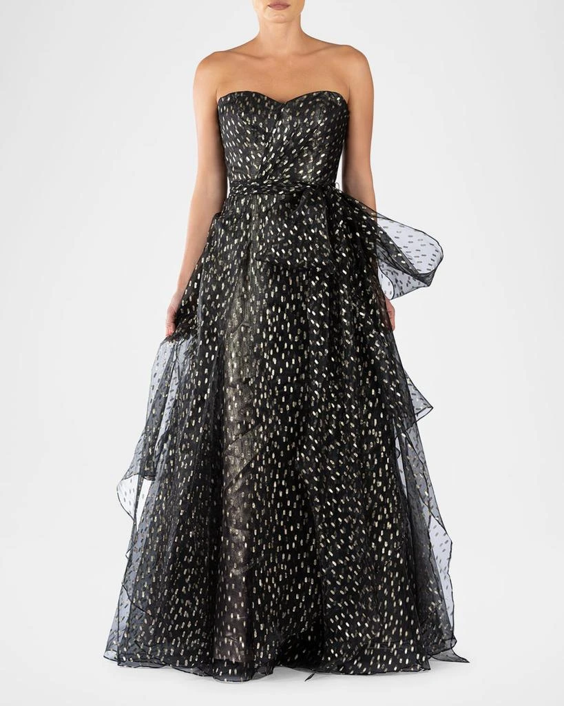 Rene Ruiz Collection Strapless Metallic Fleck Bow Gown 1