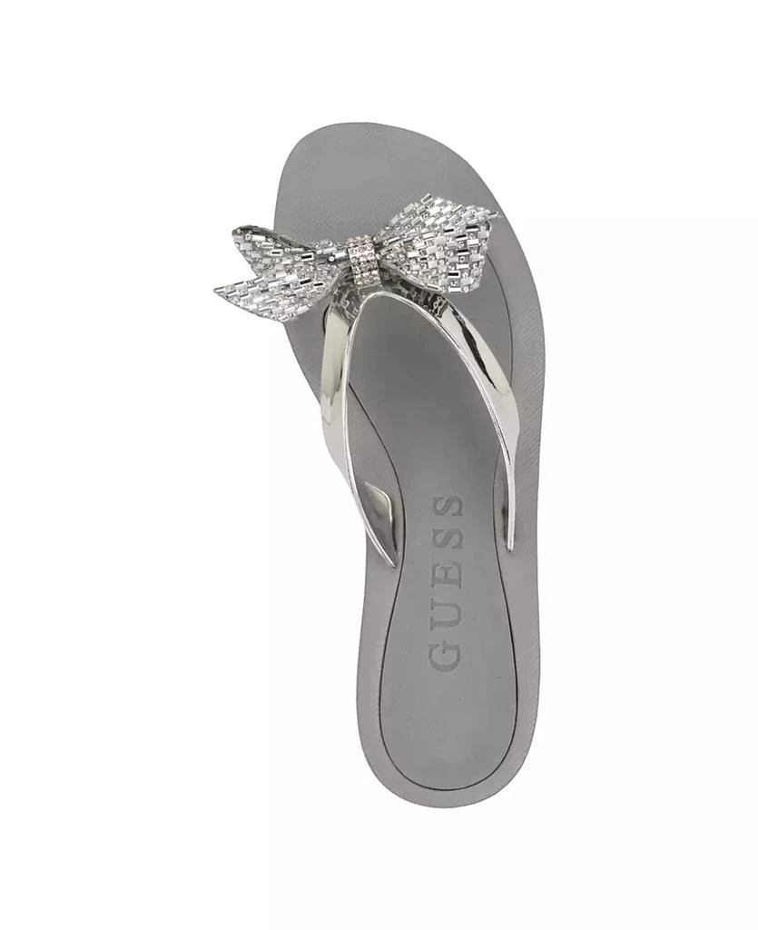 GUESS Women's Tata EVA Sparkle Bow Flip Flop Sandals 4