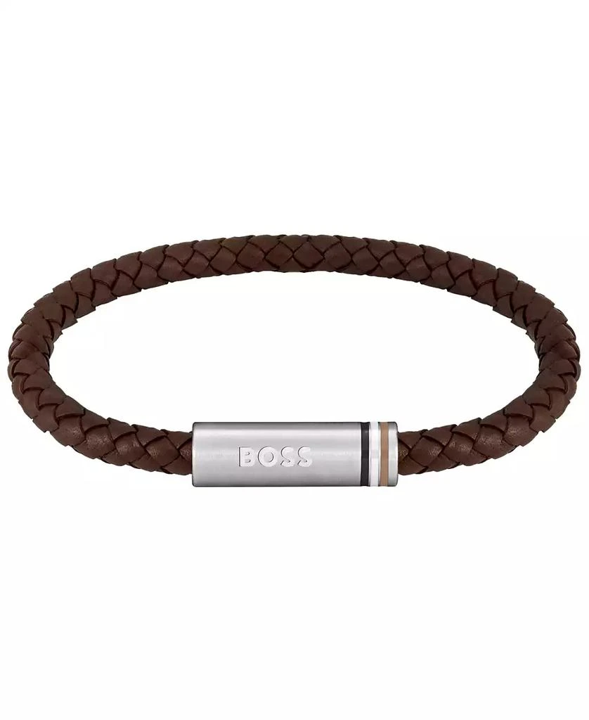 Hugo Boss Men's Ares Single Stainless Steel Brown Leather Bracelet 1