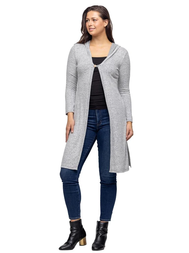24seven Comfort Apparel Womens Knee Length Long Sleeve Hooded Womens Cardigan Shrug 2