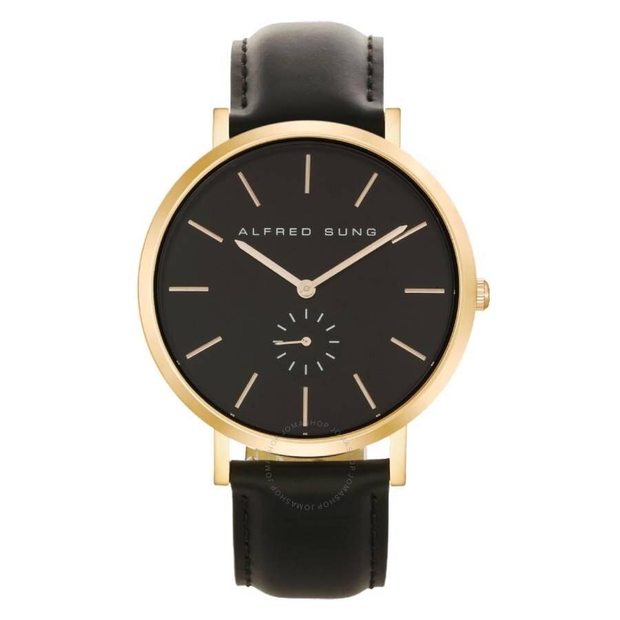 Alfred Sung Ultra Slim Quartz Black Dial Men's Watch AS7100RL-1A