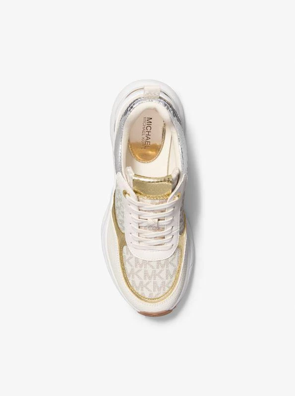 Michael Kors Katrina Signature Logo and Metallic Lizard Embossed Trainer 4
