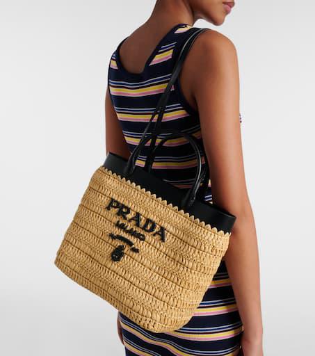 Prada Small crochet raffia-effect tote bag - Tote Bags