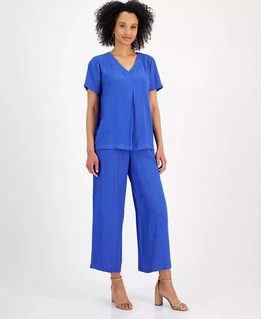JM Collection Women's High Rise Solid Plissé Pants, Created for Macy's 5