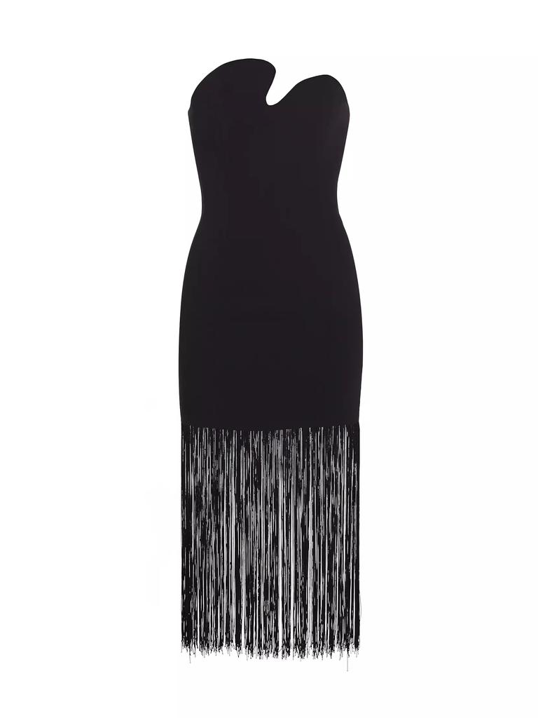 Amanda Uprichard Puzzle Fringe-Trimmed Strapless Midi-Dress