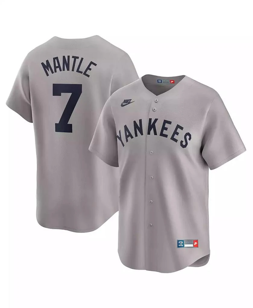 NIKE Men's Mickey Mantle Gray New York Yankees Throwback Cooperstown Collection Limited Jersey 1