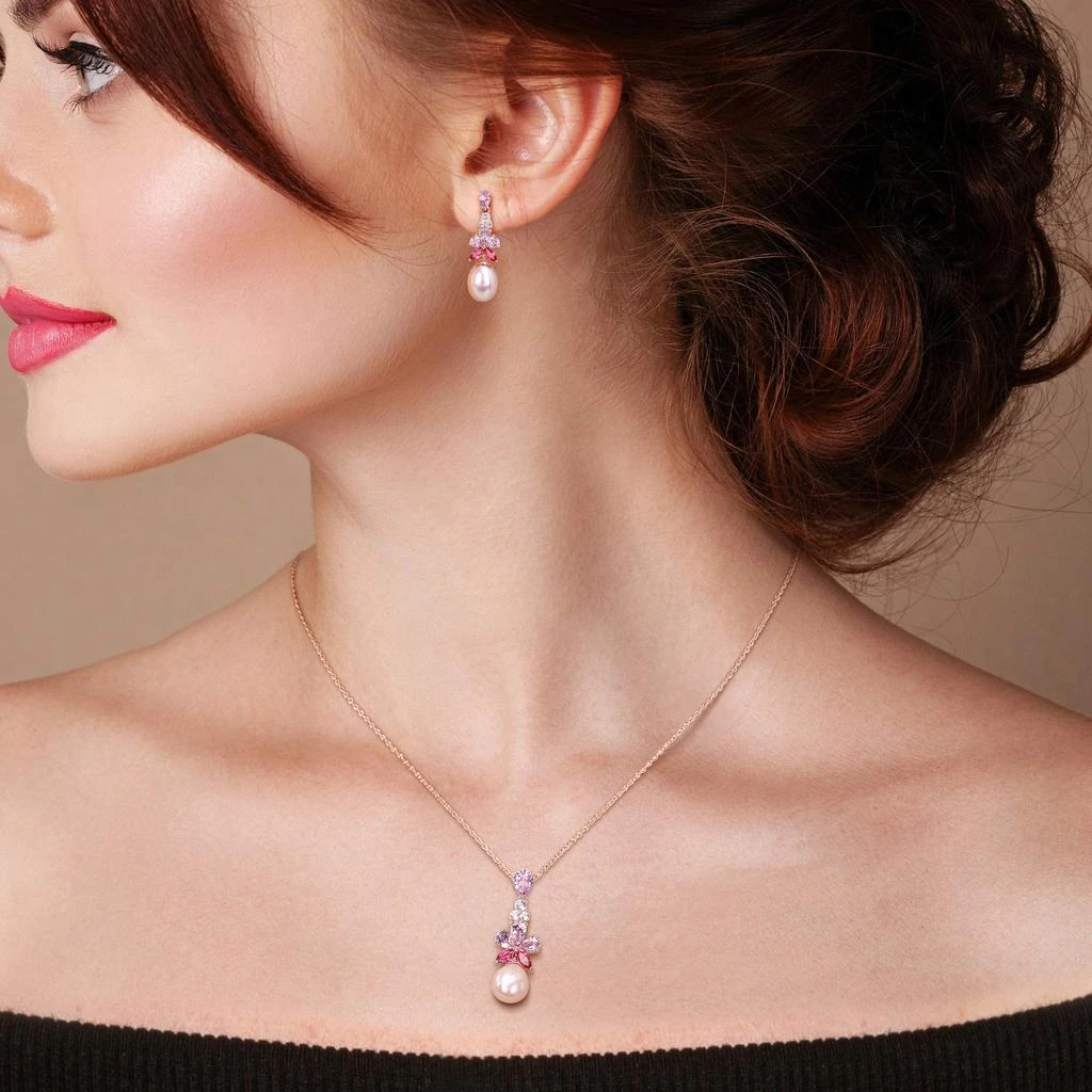 Mimi & Max Pink Cultured Freshwater Pearl 4 4/5ct TGW Rose de France Pink White Topaz Jewelry Set Rose Silver 4