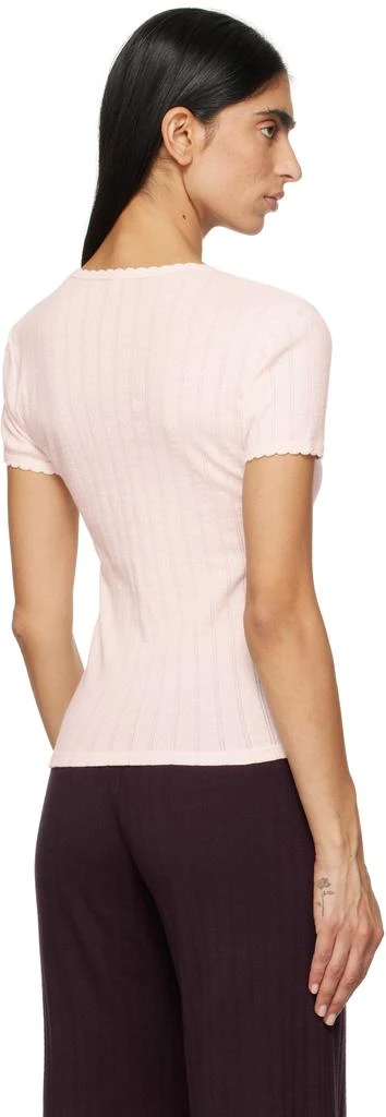 LESET Pink Pointelle Slim Fit T-shirt 3