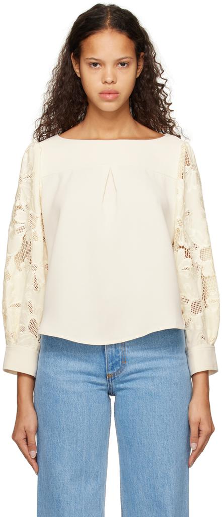 See by Chloé Off-White Embroidered Blouse