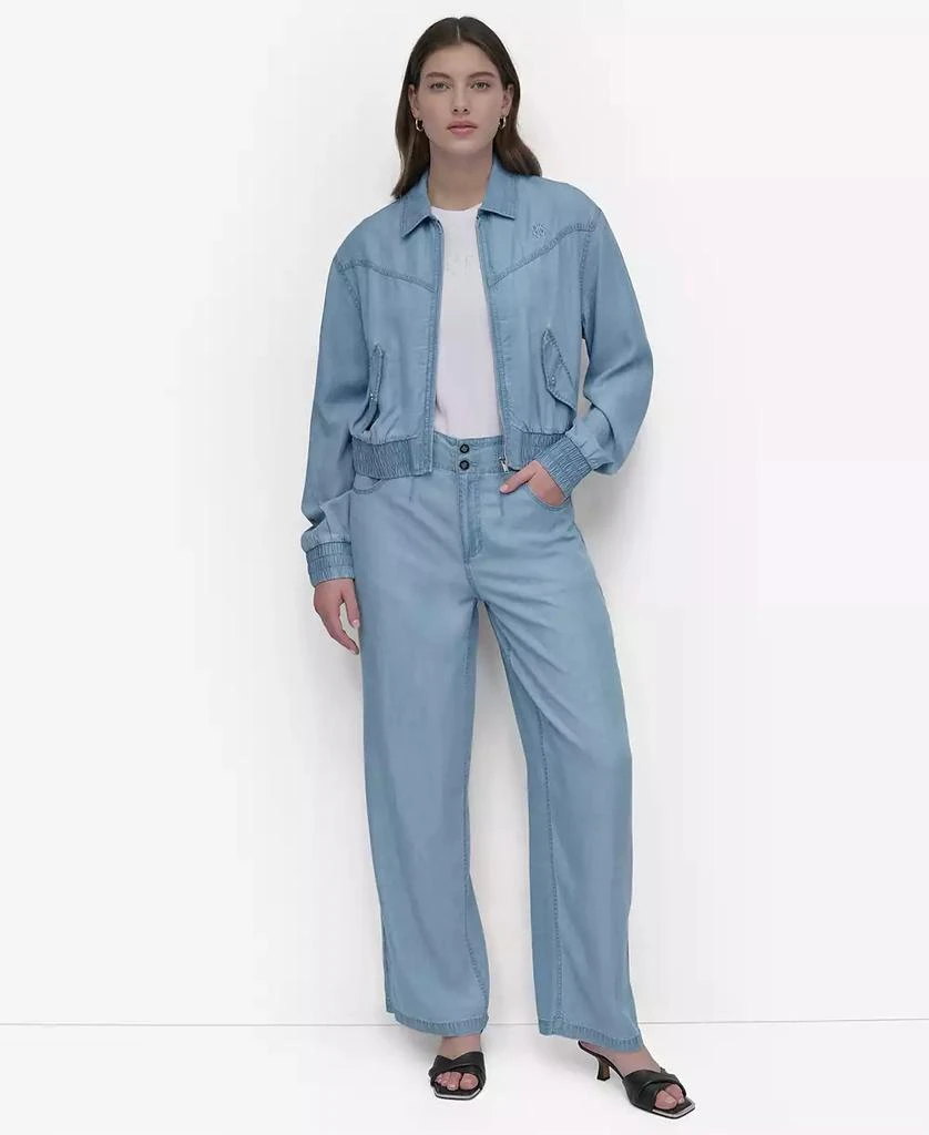 DKNY Women's Chambray Zip-Front Bomber Jacket 3