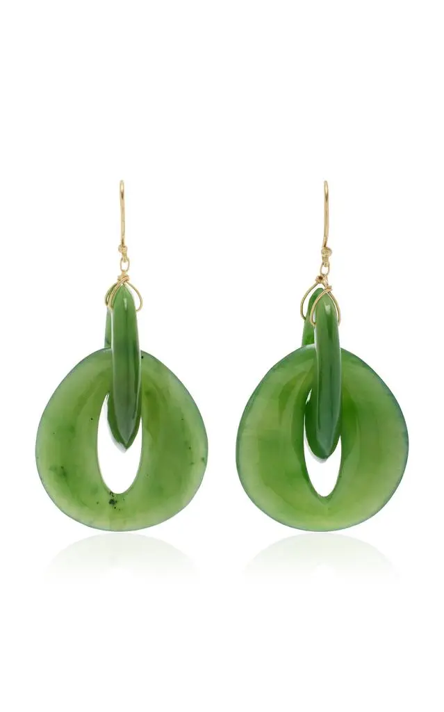 Ten Thousand Things Ten Thousand Things - Peacock Eye 18K Yellow Gold Jade Earrings - Green - OS - Moda Operandi - Gifts For Her 1