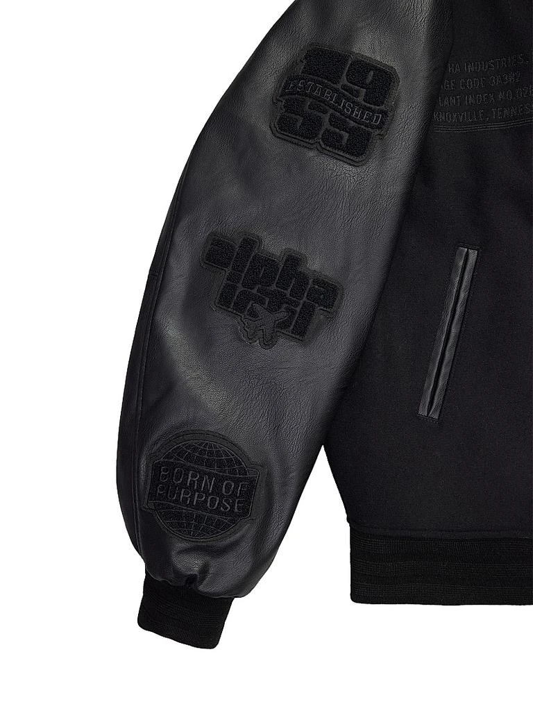 Alpha Industries MA-1 Leather Sleeve Varsity Jacket 4