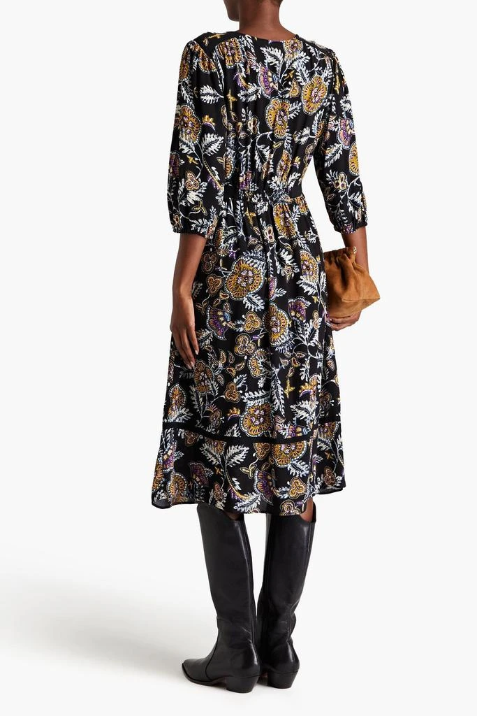 ba&sh Vienne gathered printed crepe midi dress 3