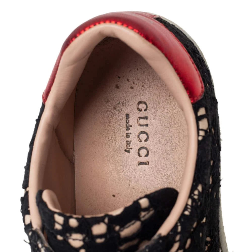 Gucci Gucci Black Lace Ace Web Crystal Embellished Slip On Sneakers Size 34.5 7