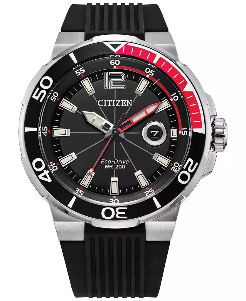 Citizen Eco-Drive Men's Black Polyurethane Strap Watch 46mm 1