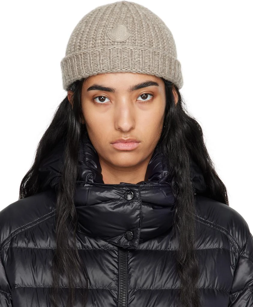 Moncler Taupe Virgin Wool Beanie 1