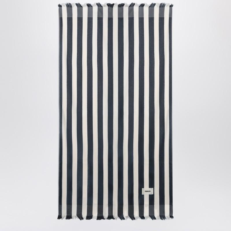 Tekla White and blue striped beach towel