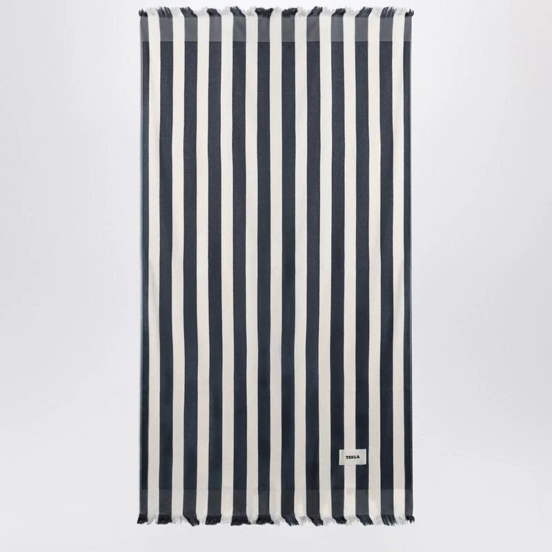 Tekla White and blue striped beach towel 1